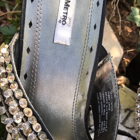 Metro 7 Glitz Fabric Wedges Rhinestone Straps 8.5 - Picture 11 of 16